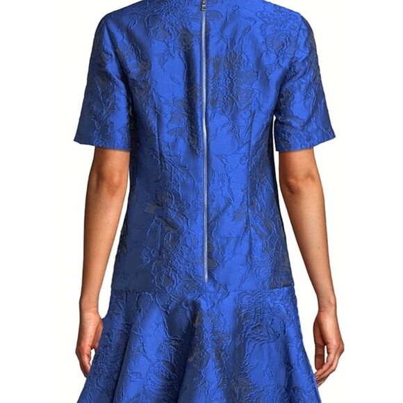 Alice + Olivia Esther Dress Womens 12 Multicolor Satin Floral Ruffle Hem Flaws - Picture 5 of 16